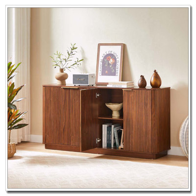 63" Vertical Stripe Buffet Cabinet Sideboard with stoarge