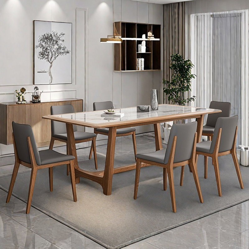 Nordic style modern rectangular dining table sets, 29.5"H x 70.9"L x 35.4"W
