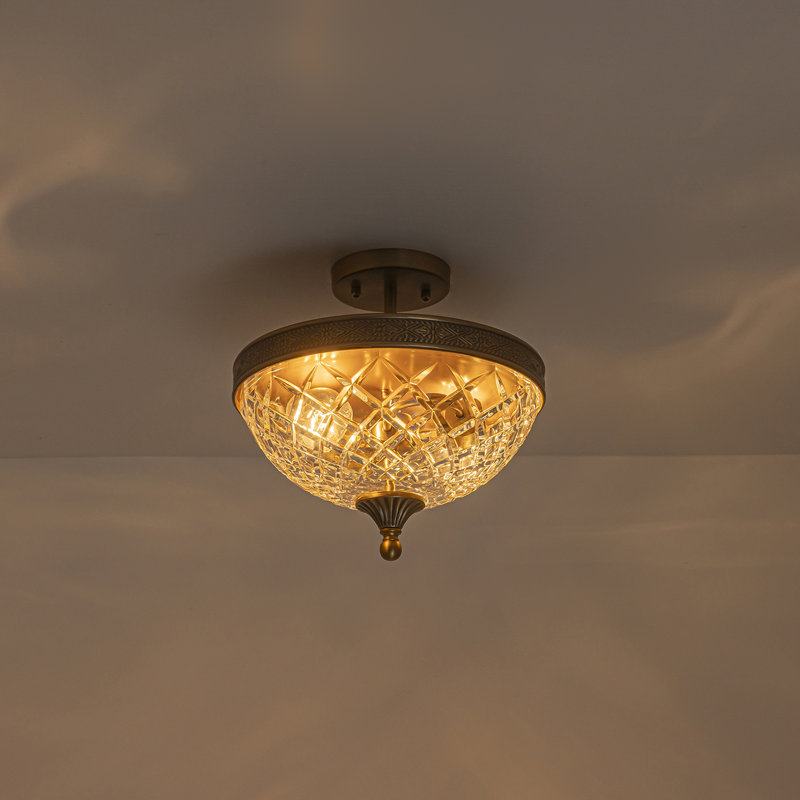 2-Light Glass Semi Flush Mount