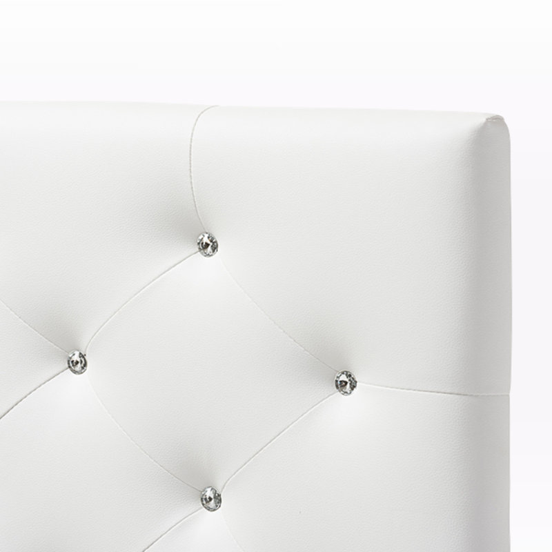 Tête de lit tapissier Alyse avec similicuir beurré, H 54,25 po x l 38,50 po, Simple, Blanc