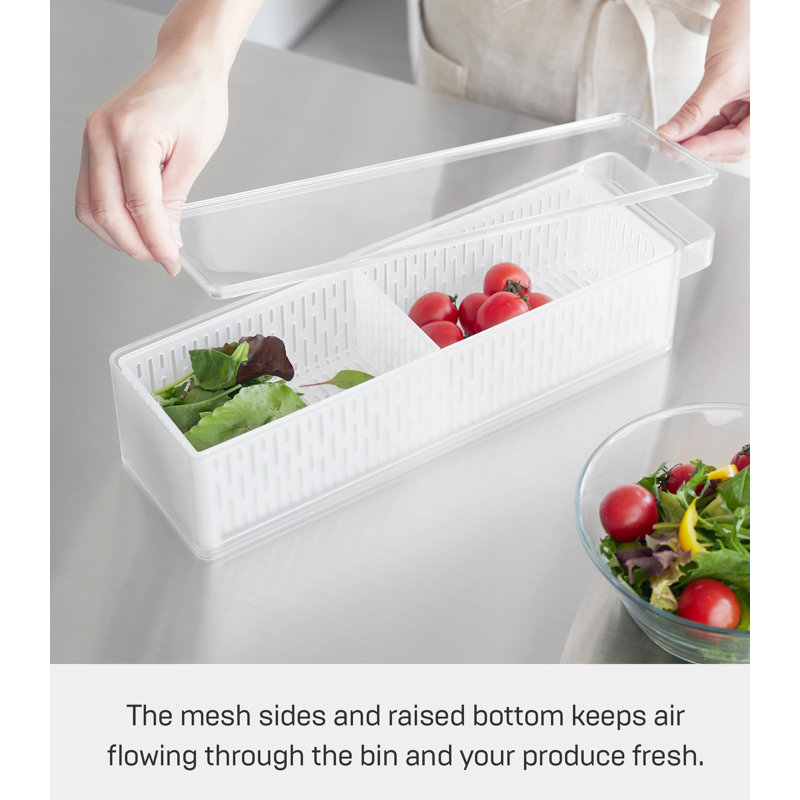 Organisateur et passoire Yamazaki Home Tower - Diviseur réglable pour un rangement personnalisé - Bac empilable pour laver et ranger les ingrédients - Facile à nettoyer et à démonter - Plastique -