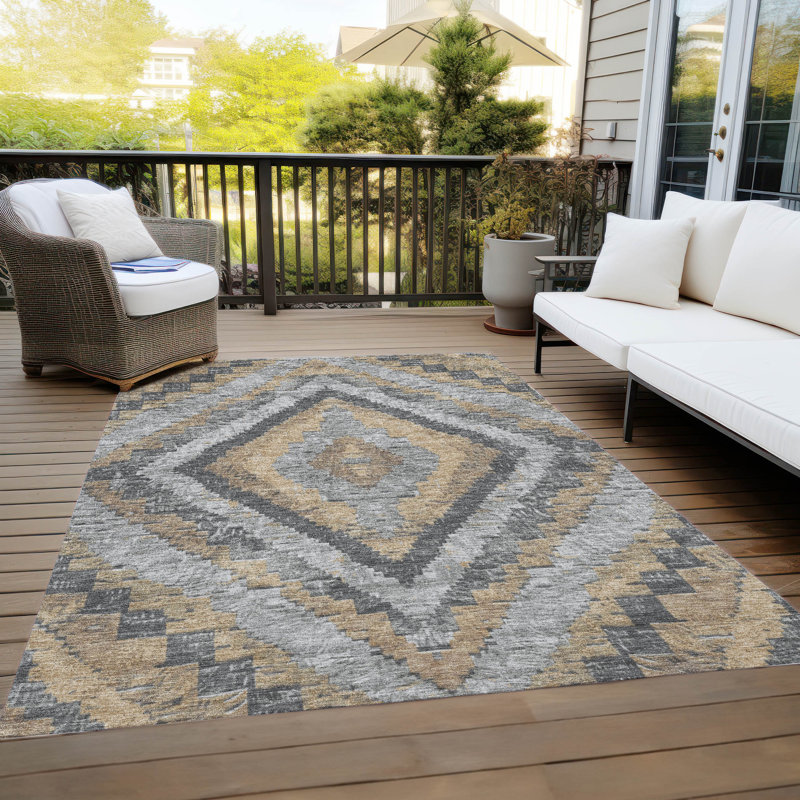 Tapis kaki Xhevrie intérieur / extérieur lavable à la machine, Rectangle 10 pi x 14 pi