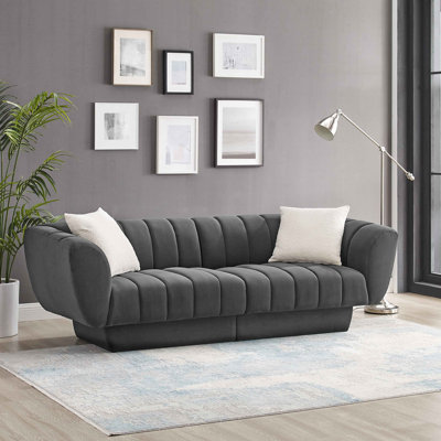 Charlotte 224Cm Velvet Rolled Arms Chesterfield Sofa