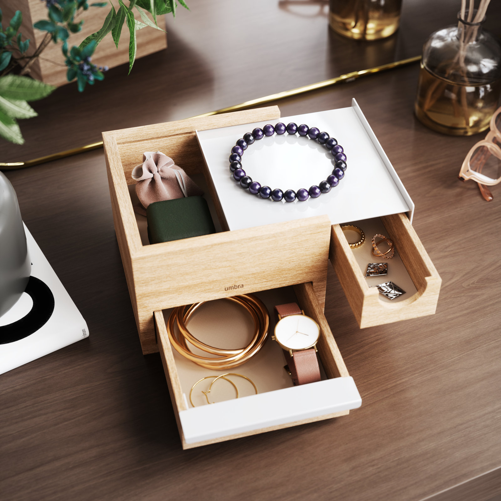 Mini Stowit Jewelry Organizer Tray, White