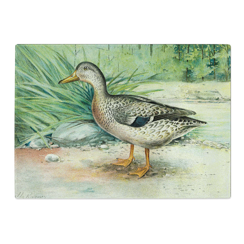 Tempered Glass a Mallard Duck Chopping Board, 39 cm W x 28.5 cm L
