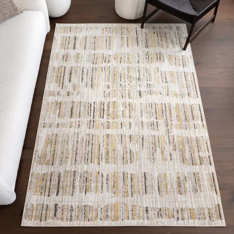 Maemi Abstract Machine Washable Area Rug, Rectangle 6'7" x 9'