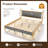 Mid-Century Modern Upholstered Platform Bed Frame with Padded Headboard, Solid Rubberwood – King-1303522900