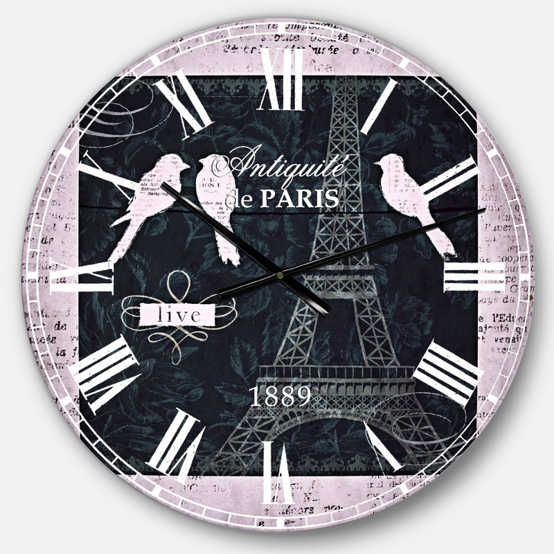 Paris Vintage Collage II - horloge murale traditionnelle, Moyen