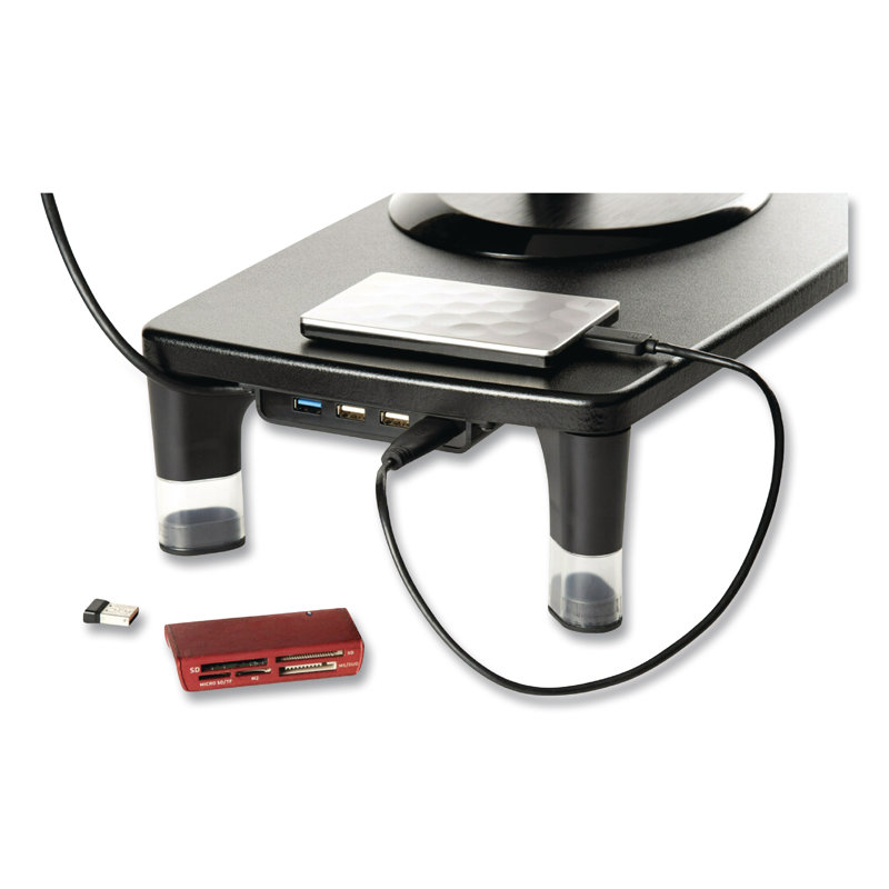 Adjustable Black and Clear Monitor Stand with USB Hub