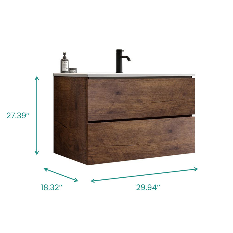 Meuble-lavabo moderne en noyer de céramique avec lavabo intégré pour maisons luxueuses