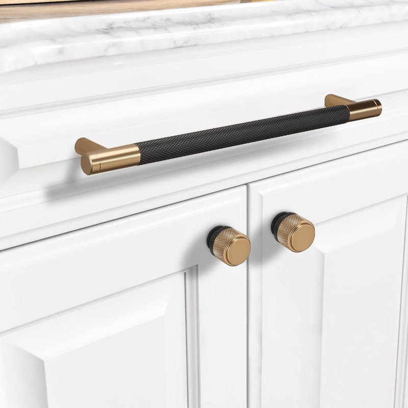 Paquet de 11 poignées d'armoire à conception moletée - Poignées de tiroir pour armoires de cuisine, commodes et meubles - Quincaillerie de fixation incluse