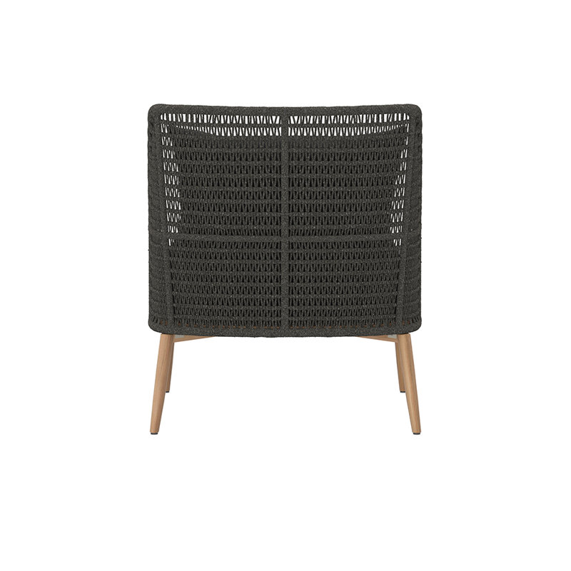 Andria Outdoor Teak Lounge Chair, Dark Brown, Black