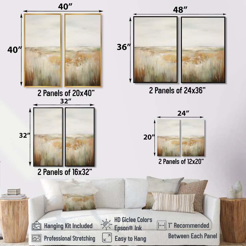 Art mural sur toile Meadow Grasslands, Black, 36" H x 48" W, Framed Print without Mat
