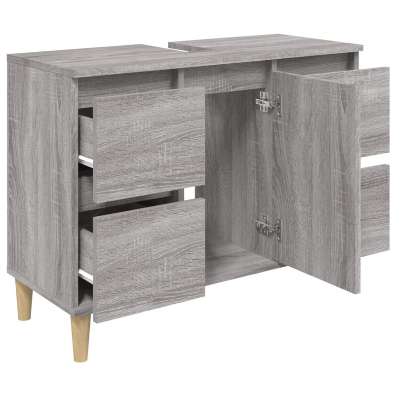 Tonsina Freestanding Bathroom Cabinet, Grey Sonoma/Natural