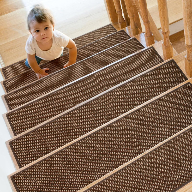 Tapis d'escalier intérieur antidérapant pour marches en bois 10 po x 36 po, paquet de 4 - brun