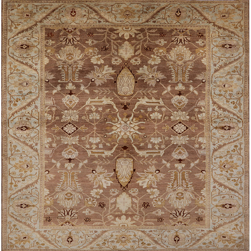 Tapis brun à motif oriental, Carré 3 pi