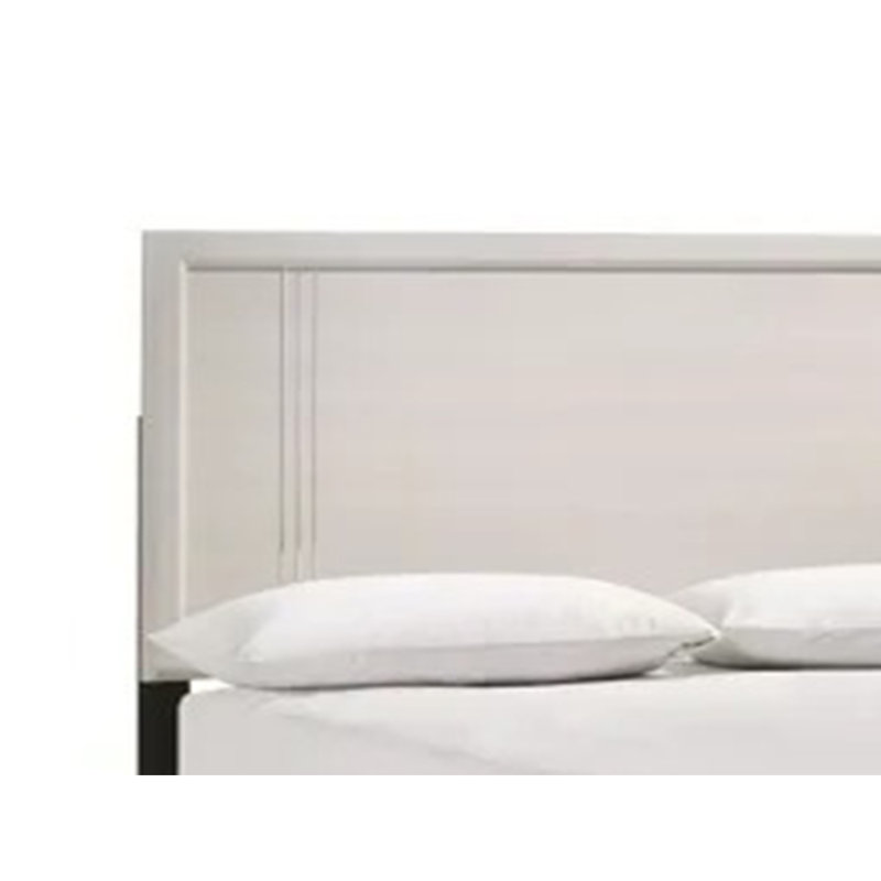 Ensemble de chambre pour grand lit, blanc, argent, bois crème, ensemble de 4 pièces avec 2 tables de chevet et commode