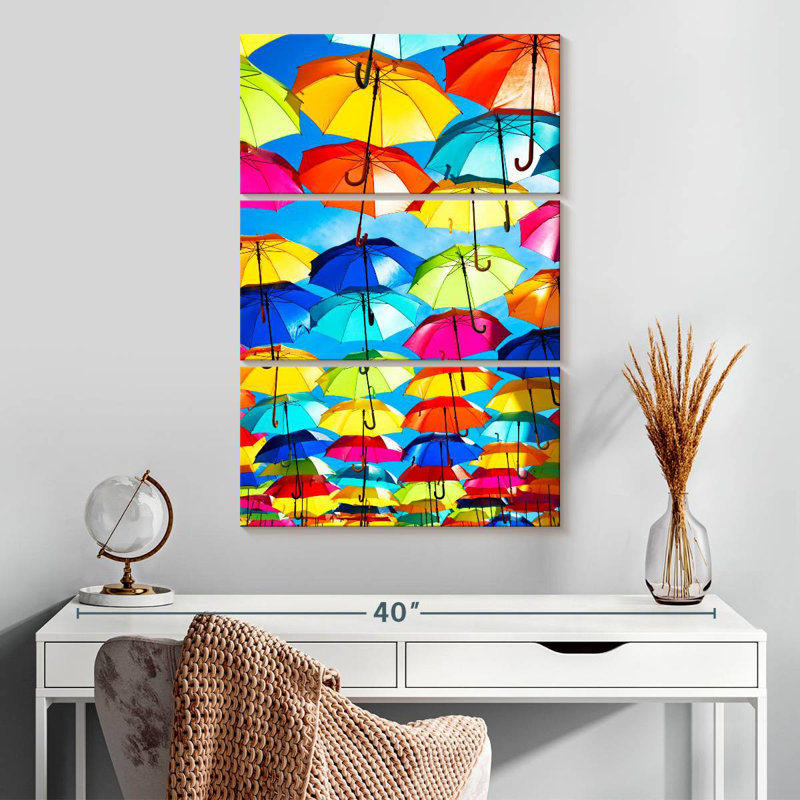 Kerner Colourful Umbrellas - Blue Sky, 32" H x 20" W