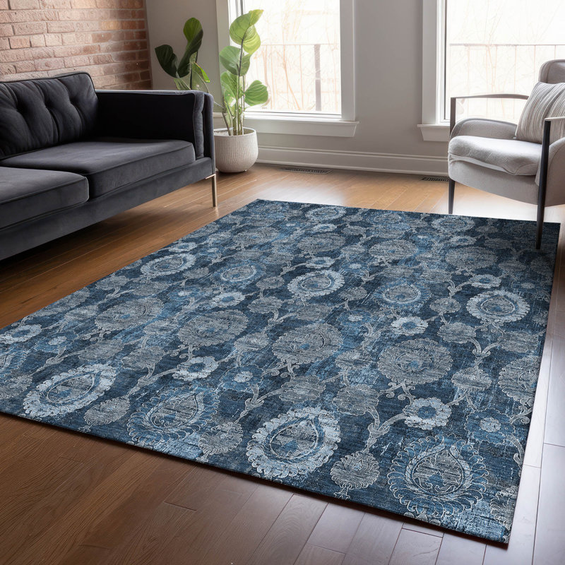 Malchow Washable Damask Indoor / Outdoor Rug, Rectangle 8' x 10'
