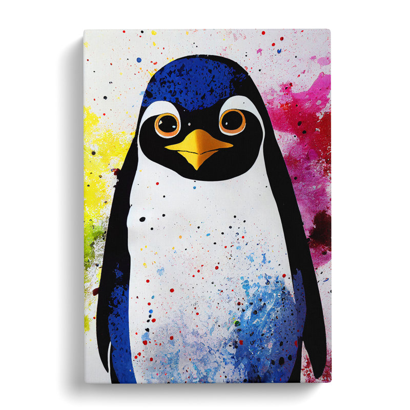 Paint Splash Penguin No.1 - Wrapped Canvas, 60cm H x 40cm W x 3cm D