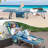 Outdoor Folding Chaise 5-position Lounge Chair With Face Hole & Adjustable Footrest Navy Blue