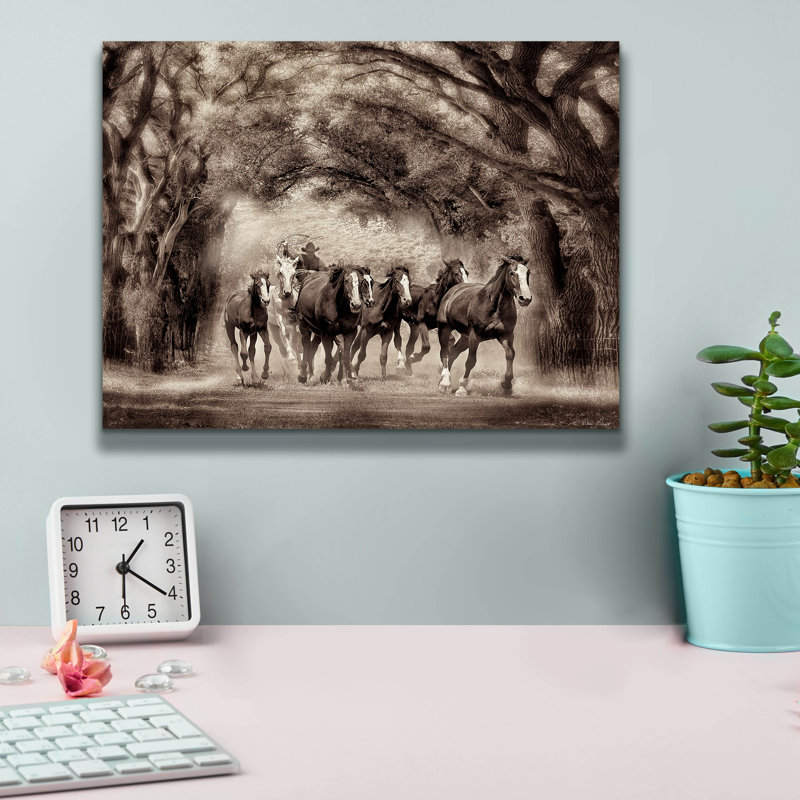 Toile épique «Run Under The Cottonwoods» par David Drost, 16 po x 12 po, H 12 po x l 16 po