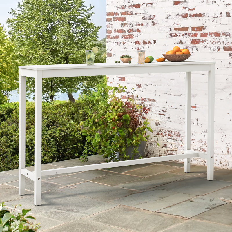 Herstein Solid Wood Bar Table, White, 39” H x 63” L x 15” W