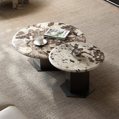 Light luxury round marble coffee table