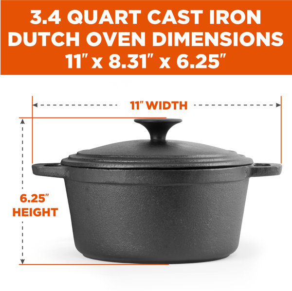 Lodge 5 Quart Cast Iron Dutch Oven. Pre-Seasoned Pot with Lid and Dual Loop