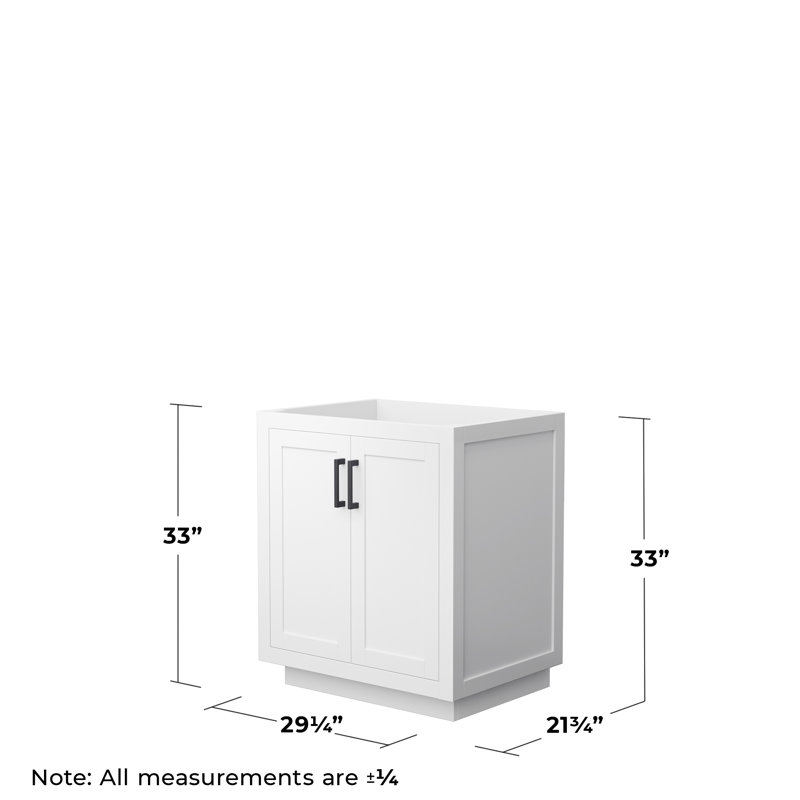 Base de meuble-lavabo simple autoportante 29,25 po Miranda seulement, Blanc / noir mat