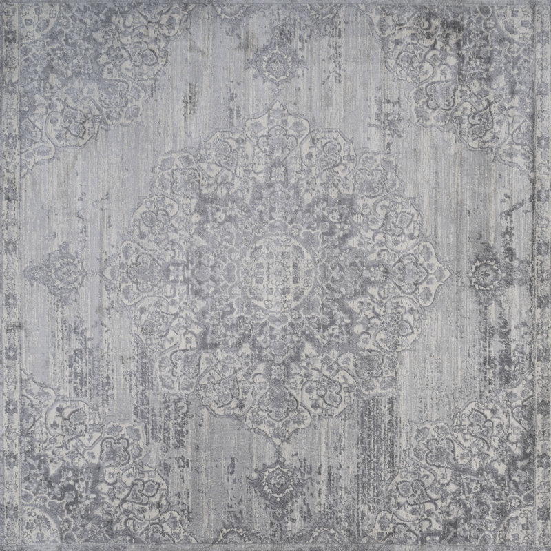 Tapis gris clair Modern, Carré 6 pi 7 po