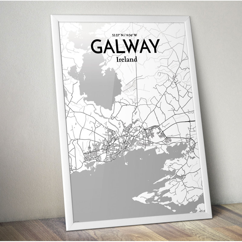 Galway City Map - No Frame Print, 91.4cm H x 61cm W x 0.1cm D