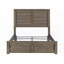 Lit double à panneau gris rustique pleine grandeur avec dimensions de 57,5 po x 82 po x H 57,5 po, aucun sommier tapissier requis, fabrication solide-363322058