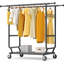Double Rail Clothes Rack on Wheels, 295kg(650lbs) Capacity with Bottom Shelf, Extendable Length & Height-118673051