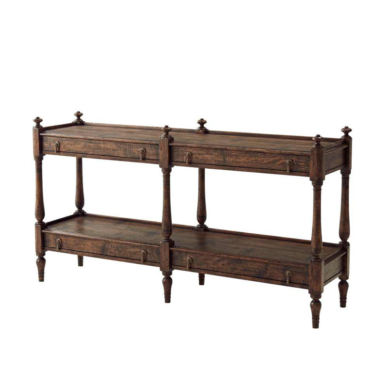 Victory Oak 64'' Six-Legged Console Table with Storage by Lord Spencer