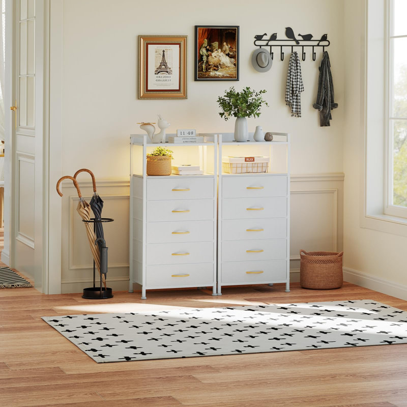 40.9cm W Metal Bedside Table, White