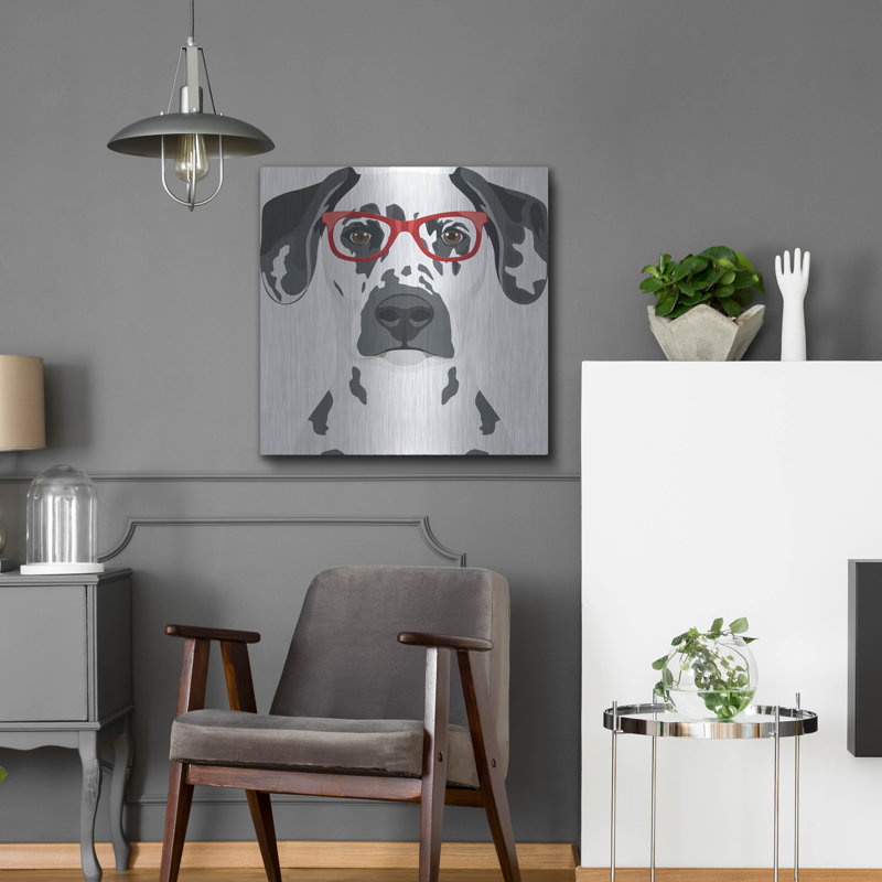 «Dalmatian Porter des lunettes Hipster» par les affiliés Furbaby, H 24 po x l 24 po