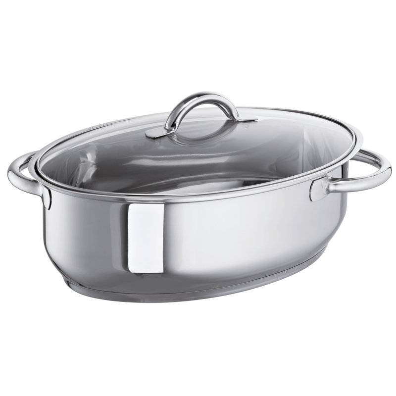 Stainless Steel Oval Roasting Pan with Lid, 5 L, 30cm