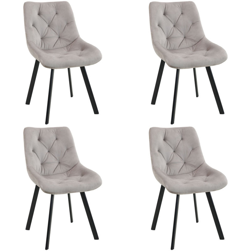 Kanorado 49cm H Tufted Velvet Upholstered Upholstered Back Side Chair in Beige