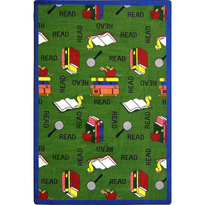 Tapis éducatif rat de bibliothèque, Rectangle 7 pi 8 po x 10 pi 9 po, Rouge