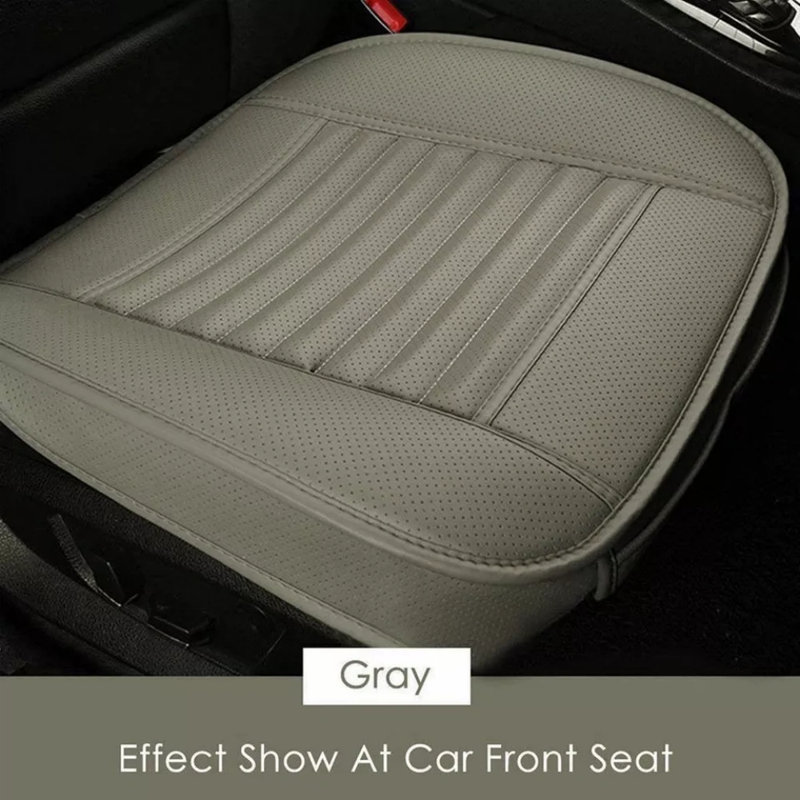 2pc Car Front Seat Cover Breathable Pu Leather Pad Mat Full Surround Chair Cushion-, Gray