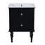 Ensemble de meuble-lavabo 24 po avec lavabo en céramique, armoire de rangement moderne avec 2 tiroirs, cadre en bois massif, noir