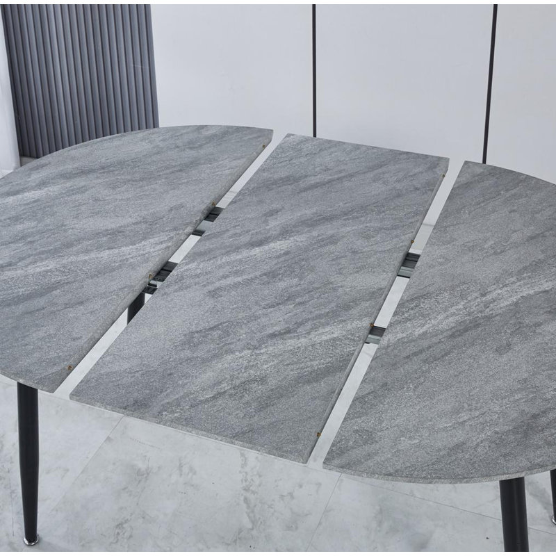 70.88"  Extensible Dining Table, Iron, Black, Gray