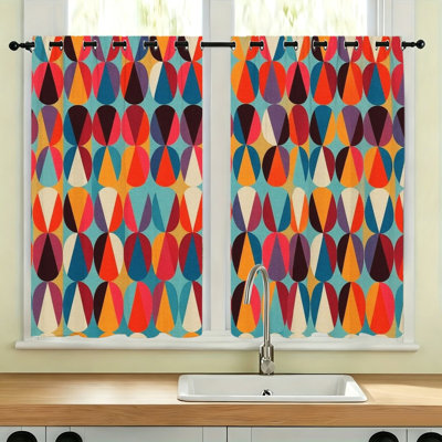 2 pièces rétro rideaux occultant moderne Mid-Century moderne, motif géométrique vibrant isolant thermique réducteur de bruit obscurcissant rideaux de fenêtre, panneaux décoratifs pour salon chambre bureau à domicile