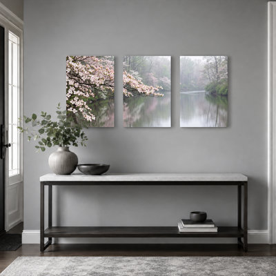Floral Landscape Art Canvas Wrapped Wall Art Oil Painting Print Set Of 3 For Living Room Bedroom Home Decor