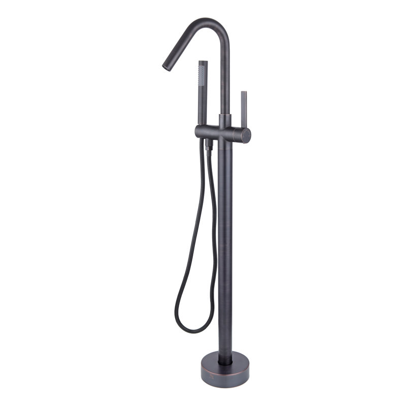 Robinet de baignoire autoportant monocommande à fixation au sol avec douche à main