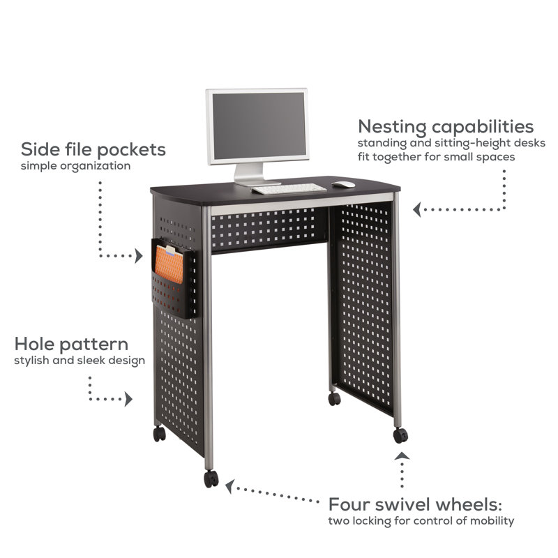 Adjustable Height Black and Silver Steel Standing Desk