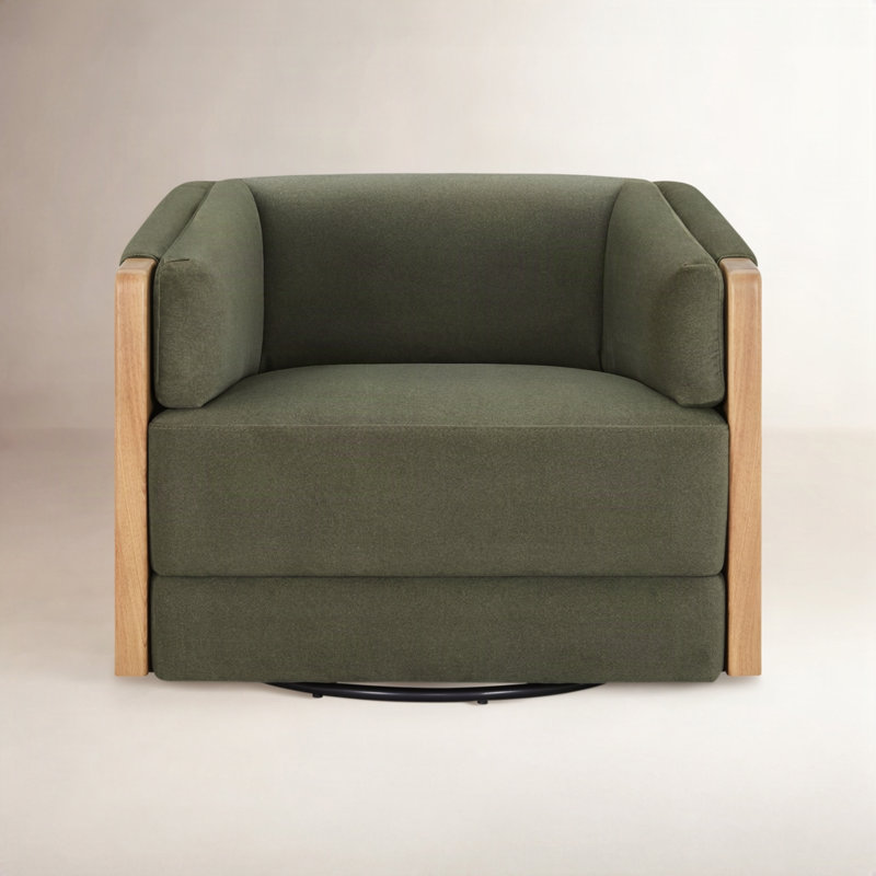 Fauteuil d'appoint pivotant Audrey, Velours performance forêt Vesper