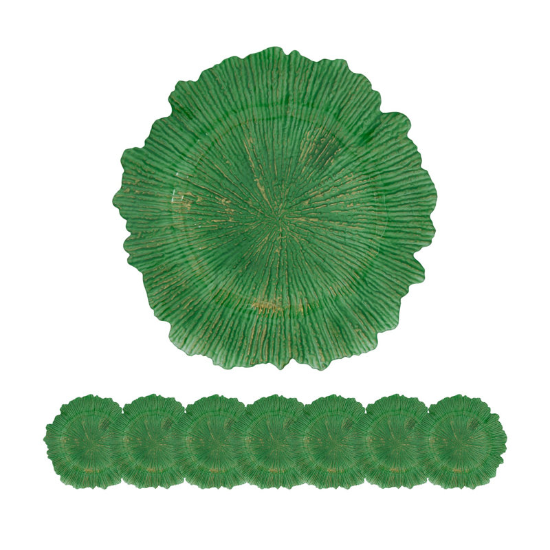 Set of 8 Green Plastic Reef Charger Plates
