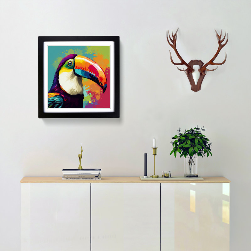 Toucan Pop Art No.2 - Single Picture Frame Print on Wood, Black